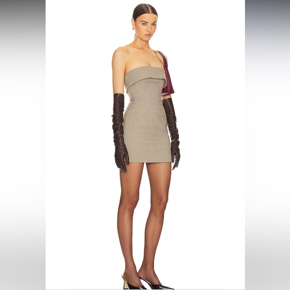 HELSA Plaid Mini Suit Dress in Cafe Plaid - Picture 3 of 10